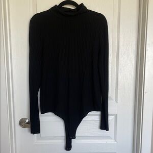 Banana Republic Jet Black Ribbed Bodysuit